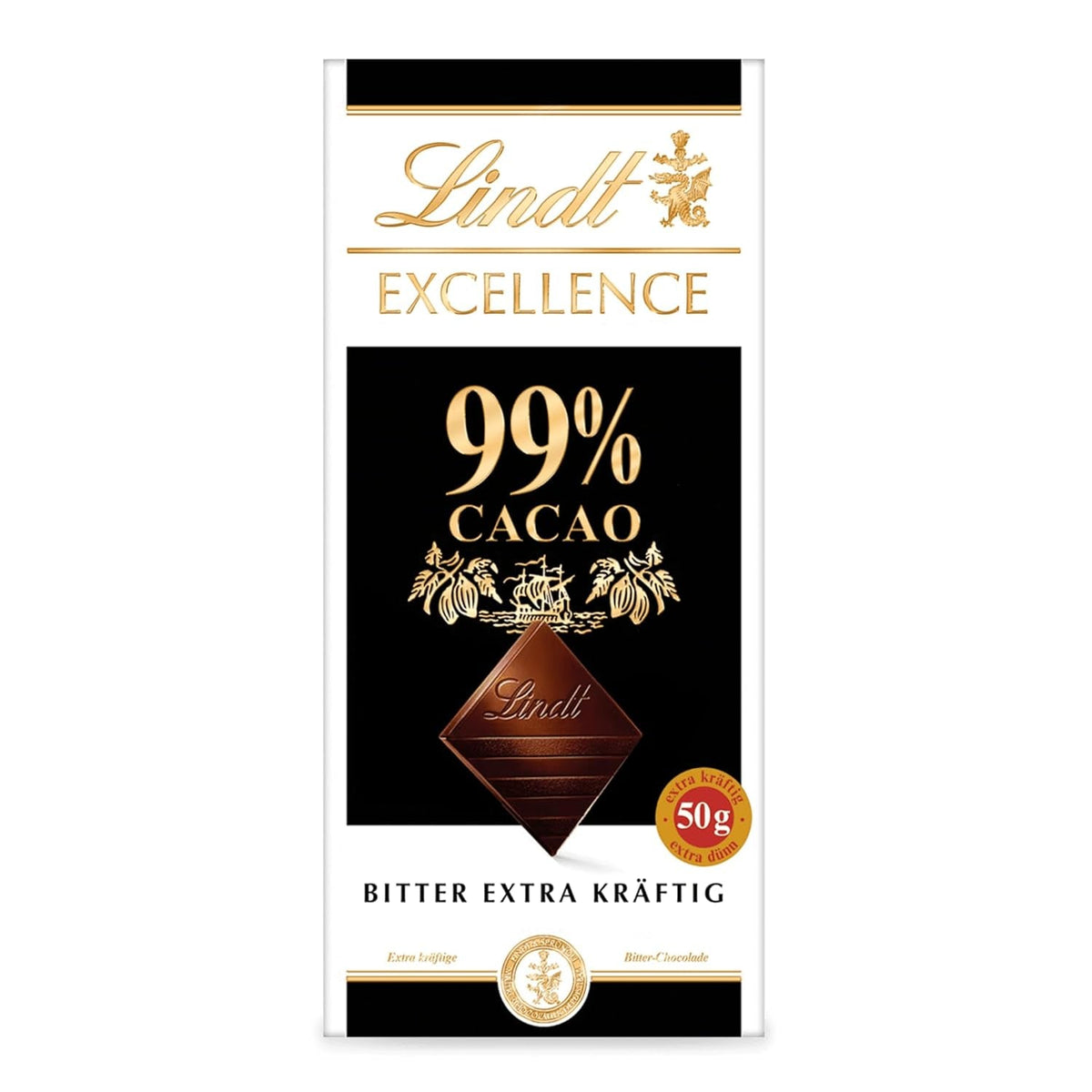 Lindt EXCELLENCE 99% Kakao - Edelbitter-Chocolat | 50 G Tafel | Chocolat amer extra kräftige | Intensificateur Kakao-Geschmack | Chocolat noir | Chocolat végétalien | Schokoladengeschenk Naty Shop Titre par défaut