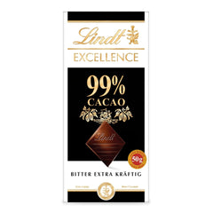 Lindt EXCELLENCE 99% Kakao - Edelbitter-Chocolat | 50 G Tafel | Chocolat amer extra kräftige | Intensificateur Kakao-Geschmack | Chocolat noir | Chocolat végétalien | Schokoladengeschenk Naty Shop Titre par défaut