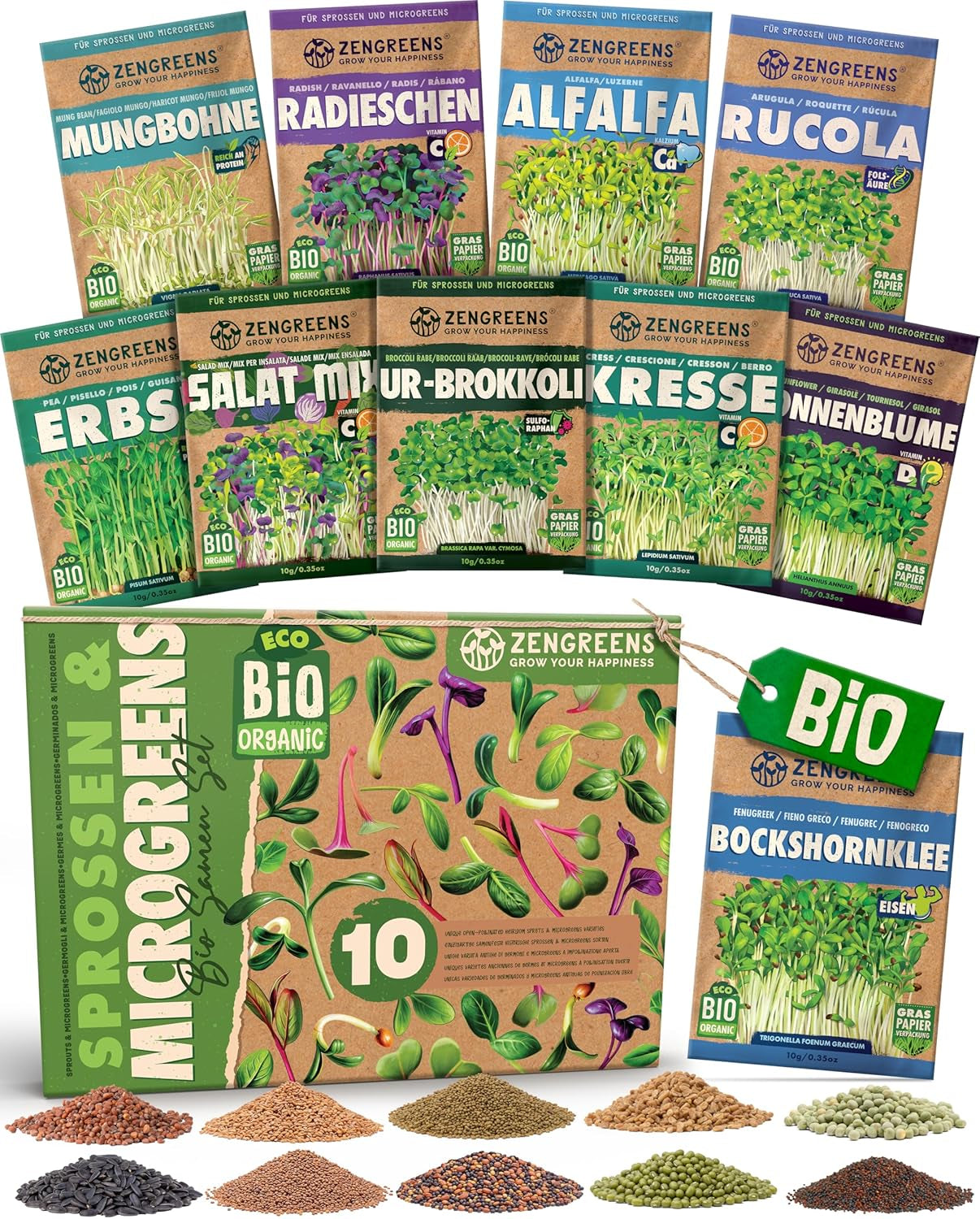 Graines de basilic biologiques dans un ensemble de 6 - 6 graines de basilic pour une culture facile dans le jardin, le balcon ou le parterre surélevé - Graines de plantes - Semis