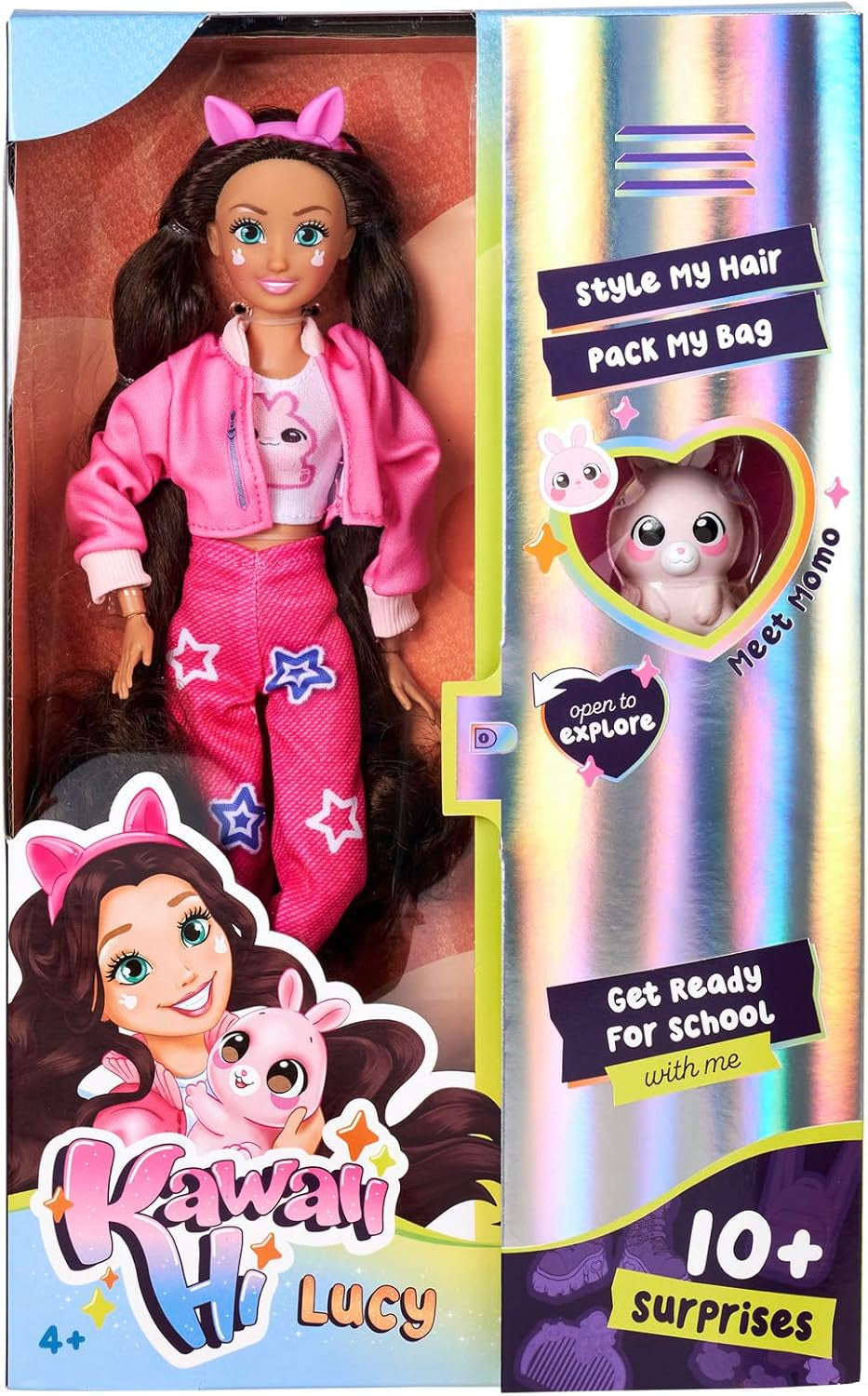 Simba 105953975 - Poupée Lucy Kawaii Hi Dress-Up (26 cm) - Poupée mannequin de coiffure articulée, poupée lapin aux cheveux longs et accessoires, jouet pour 4 ans et plus