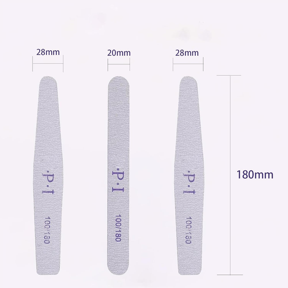 Ensemble de limes à ongles 3 pièces, limes à ongles pour ongles en gel, accessoires pour ongles en gel résistants à l'usure et lavables, lime à ongles professionnelle 100/180 avec 3 formes, blanc