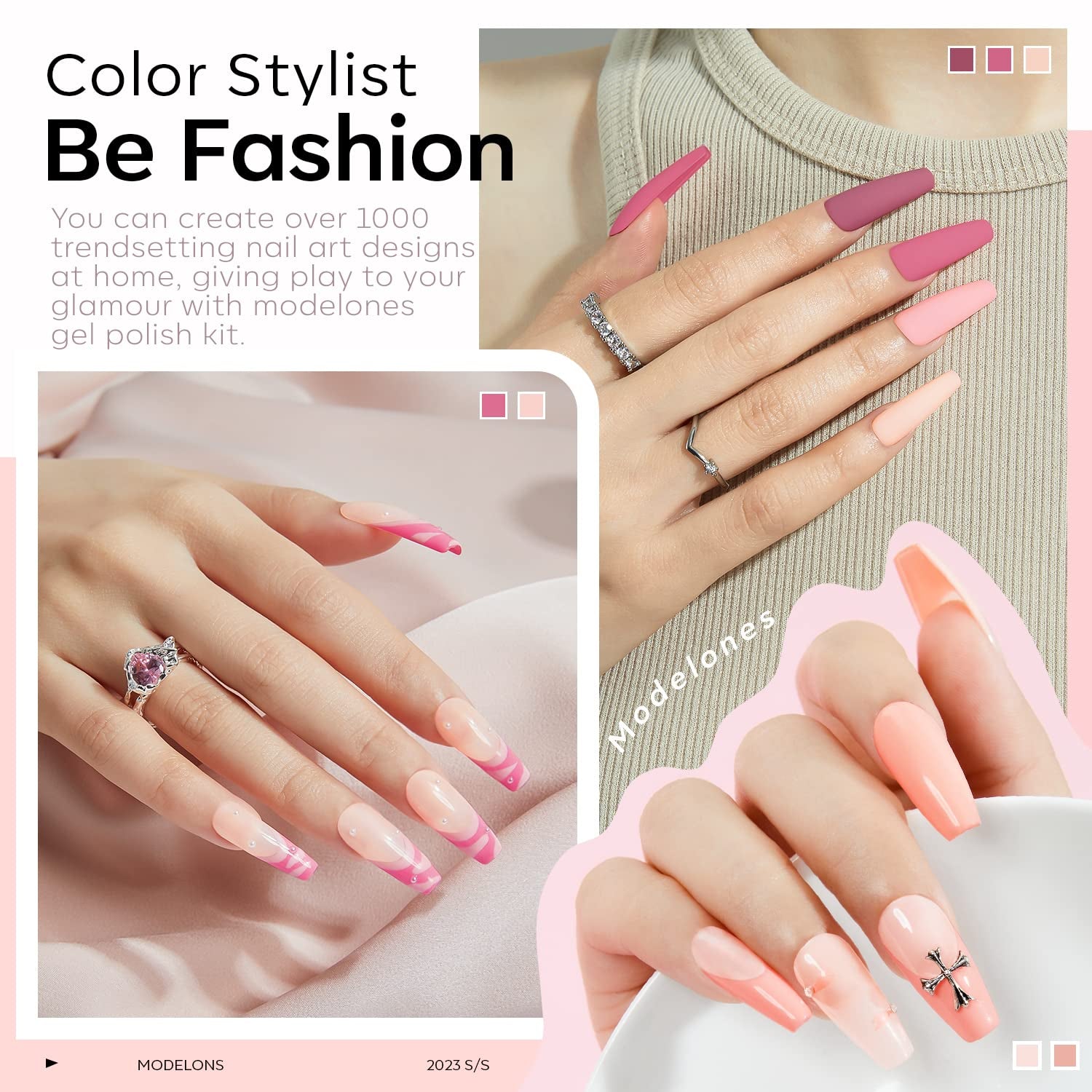 Modelones Ensemble de Vernis à Ongles Gel 35 Pièces, Ensemble de Vernis à Ongles UV avec Lampe 48W, Ensemble de Vernis à Ongles Gel Nude Marron Blanc Rose, Ensemble de Vernis à Ongles Gel UV avec Top Coat Base Nail Studio Set