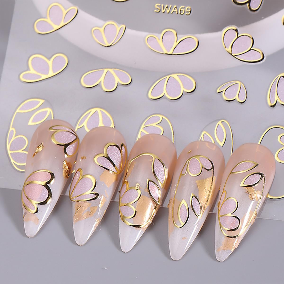 JMEOWIO Nagelsticker Blume 9 Blatt Nail Art Sticker Selbstklebend Nagelaufkleber Frühling Sommer Floral Dekoration Nageldesign Zubehör