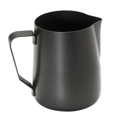 APS 10334 Pot à lait - Pot à lait de haute qualité avec revêtement antiadhésif, en acier inoxydable - Parfait pour faire mousser le lait. Mug universel, noir, 350 ml.