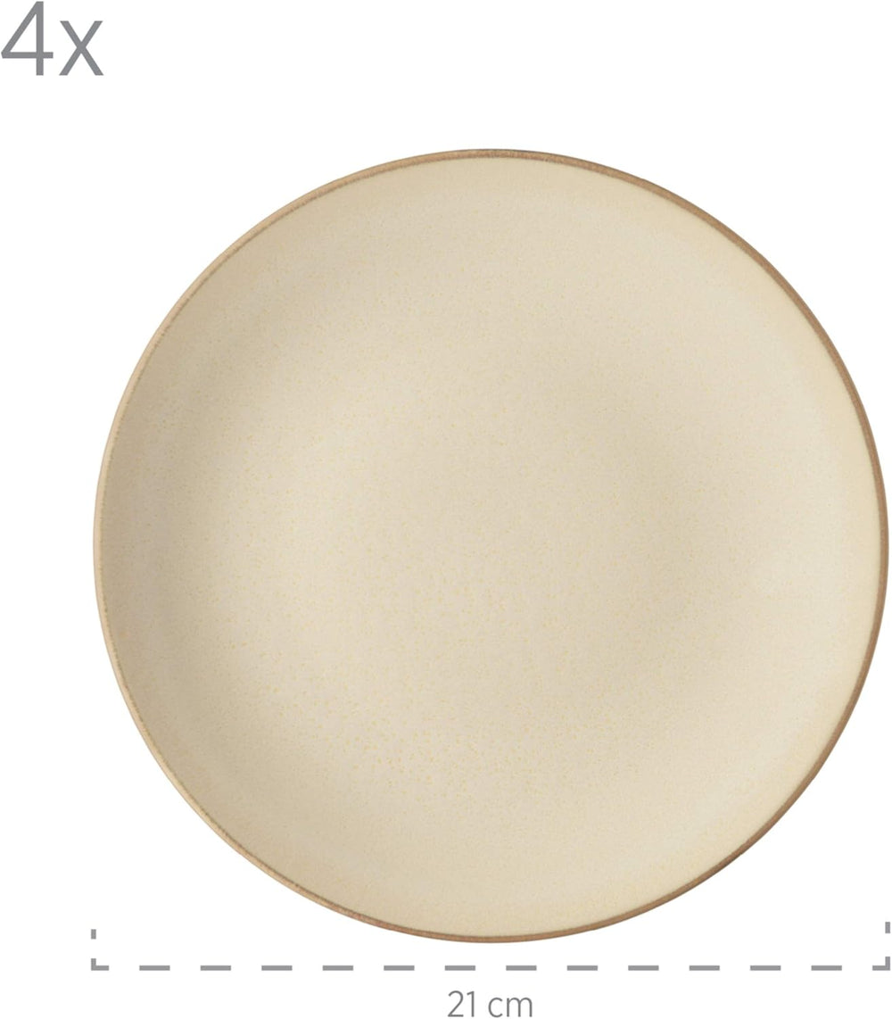 MÄSER 931736 service de table pour 4 personnes au look méditerranéen vintage, service combiné avec 16 pièces en gris sable, céramique, gris sable