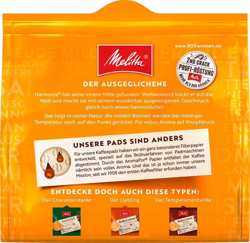 Melitta BellaCrema Intenso gemahlener Röstkaffee en Kaffee-Pads 10 x 16 Pads & Harmonie soft gemahlener Röstkaffee en Kaffee-Pads 10 x 16 Pads
