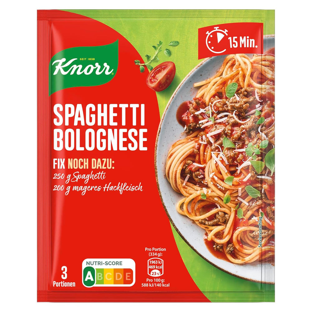 Knorr Fix Würzmischung Spaghetti Bolognese pour un délicieux plat de nouilles avec des ingrédients naturels 40 g