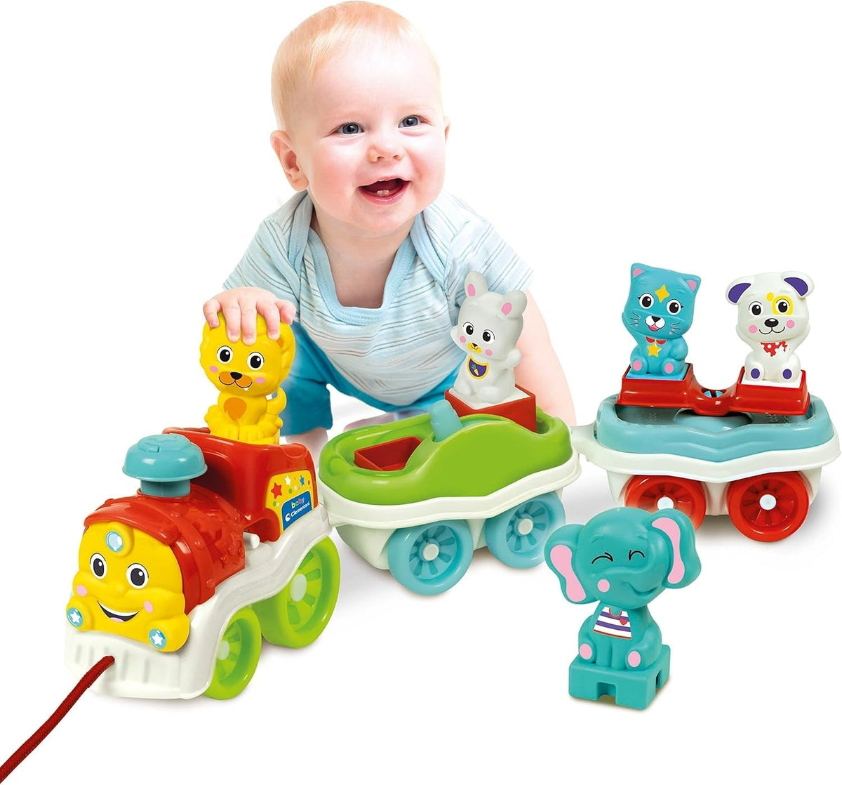 Clementoni Animali-3 Jouet de Train Extensible Interactif Parlant Électrique pour Bébé de 1 An (Version Italienne) Fabriqué en Italie Multicolore 17740 Jucarii Bebe Naty Shop Titre par défaut
