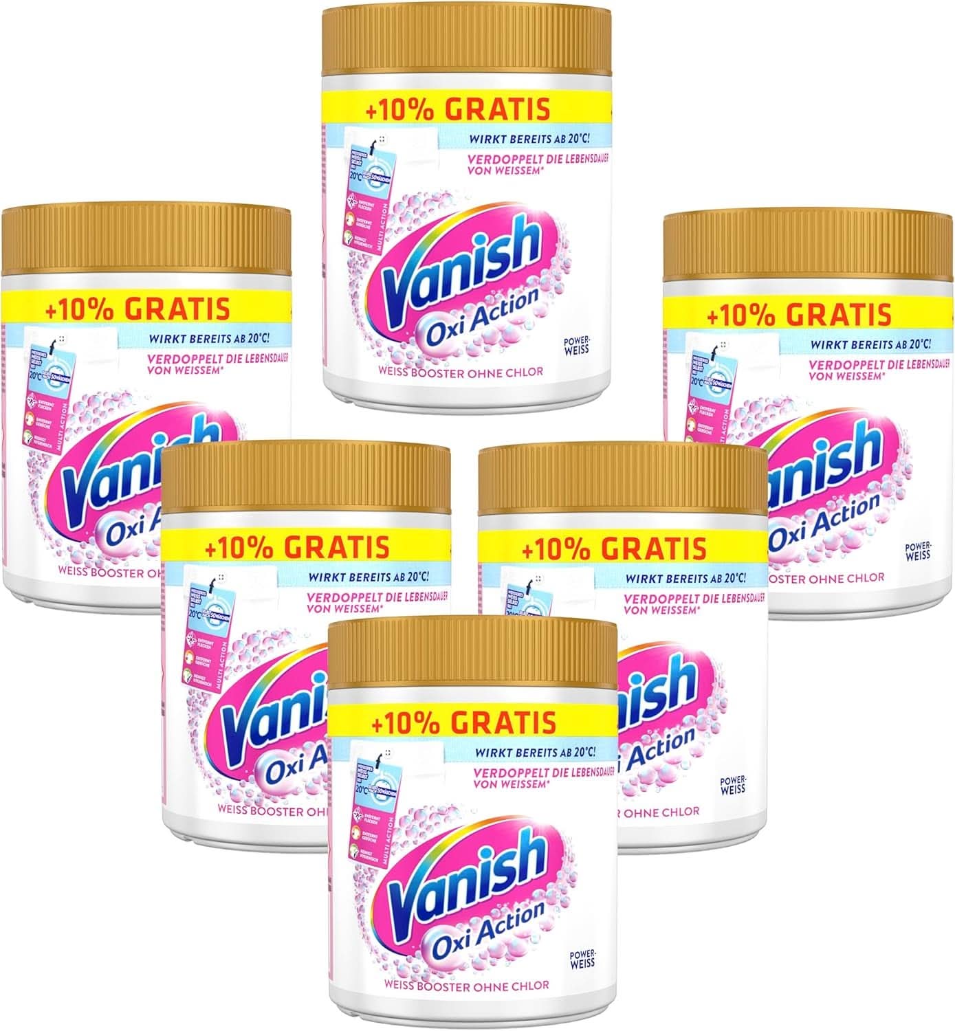 Vanish Oxi Action Powerwhite Powder - 1 X 1,125 Kg - détachant et poudre améliorant le linge sans chlore - pour linge blanc