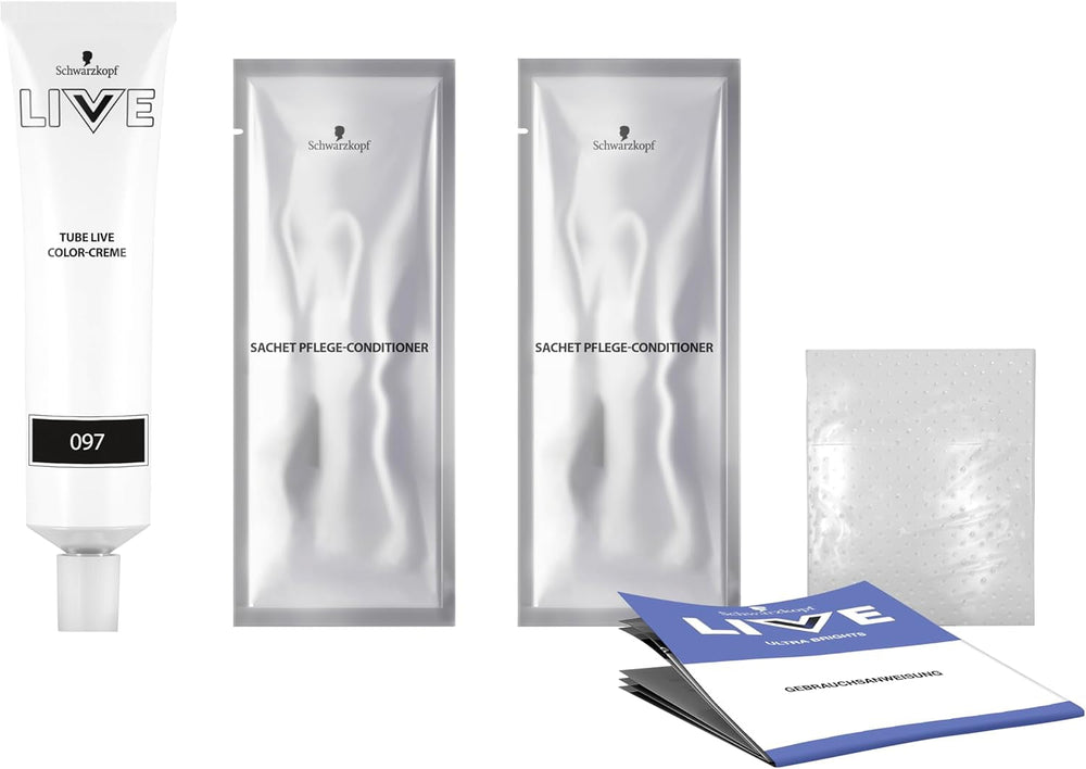 Schwarzkopf LIVE Ultra Brights Coloration Semi-Permanente 097 Sirène (3 x 80 ml), coloration pour résultats intenses ou couleurs pastel, résiste à 12-15 lavages, avec soin après-shampoing Coloration capillaire Naty Shop