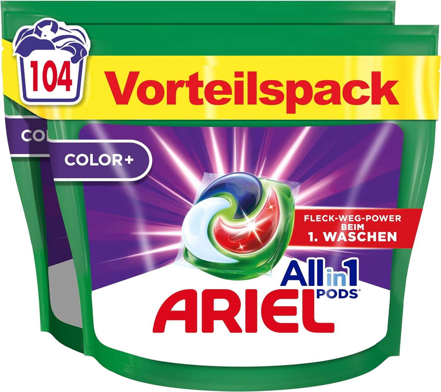 Détergent Ariel PODS tout-en-1, 104 dosettes, détergent à lessive coloré, nettoyage brillant, détergents à lessive Naty Shop, modèle classique