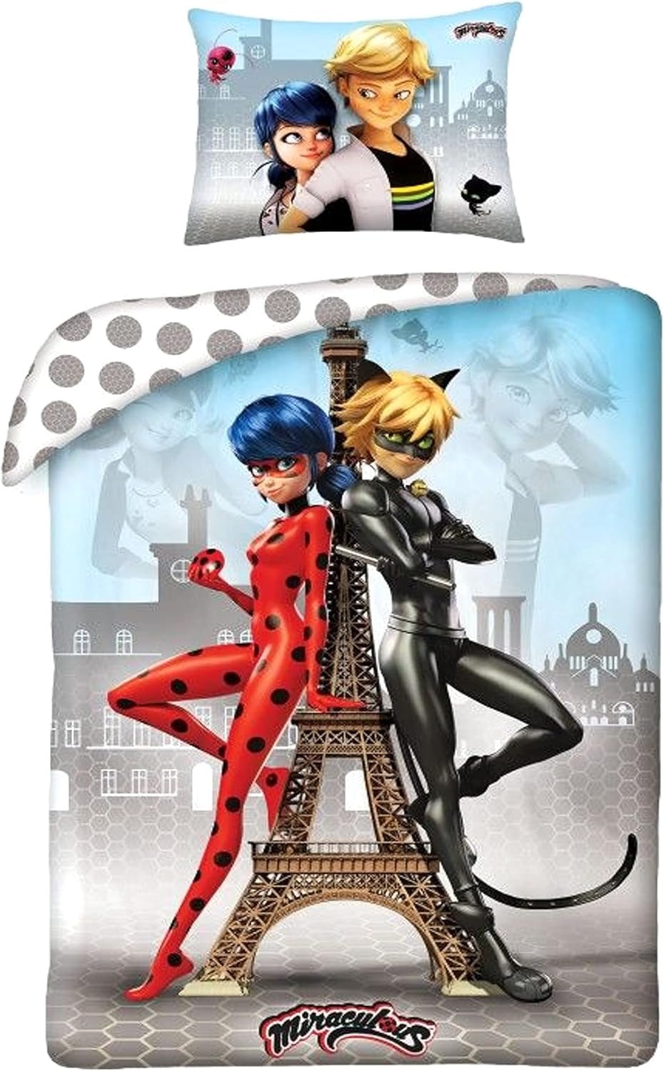 Linge de lit enfant, films et dessins animés, réversible, en coton Linge de lit - enfant Naty Shop Miraculous