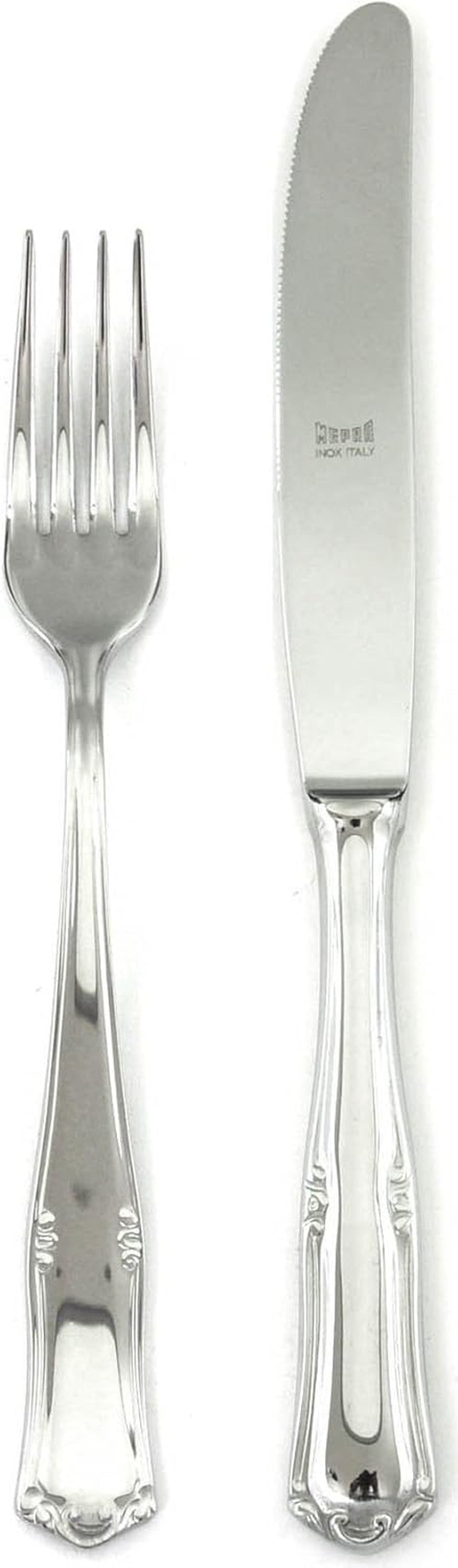 Ensemble de couverts 24 pièces Bavaria Moka en acier inoxydable couleur argent lavable au lave-vaisselle Naty Shop (ensemble de desserts)