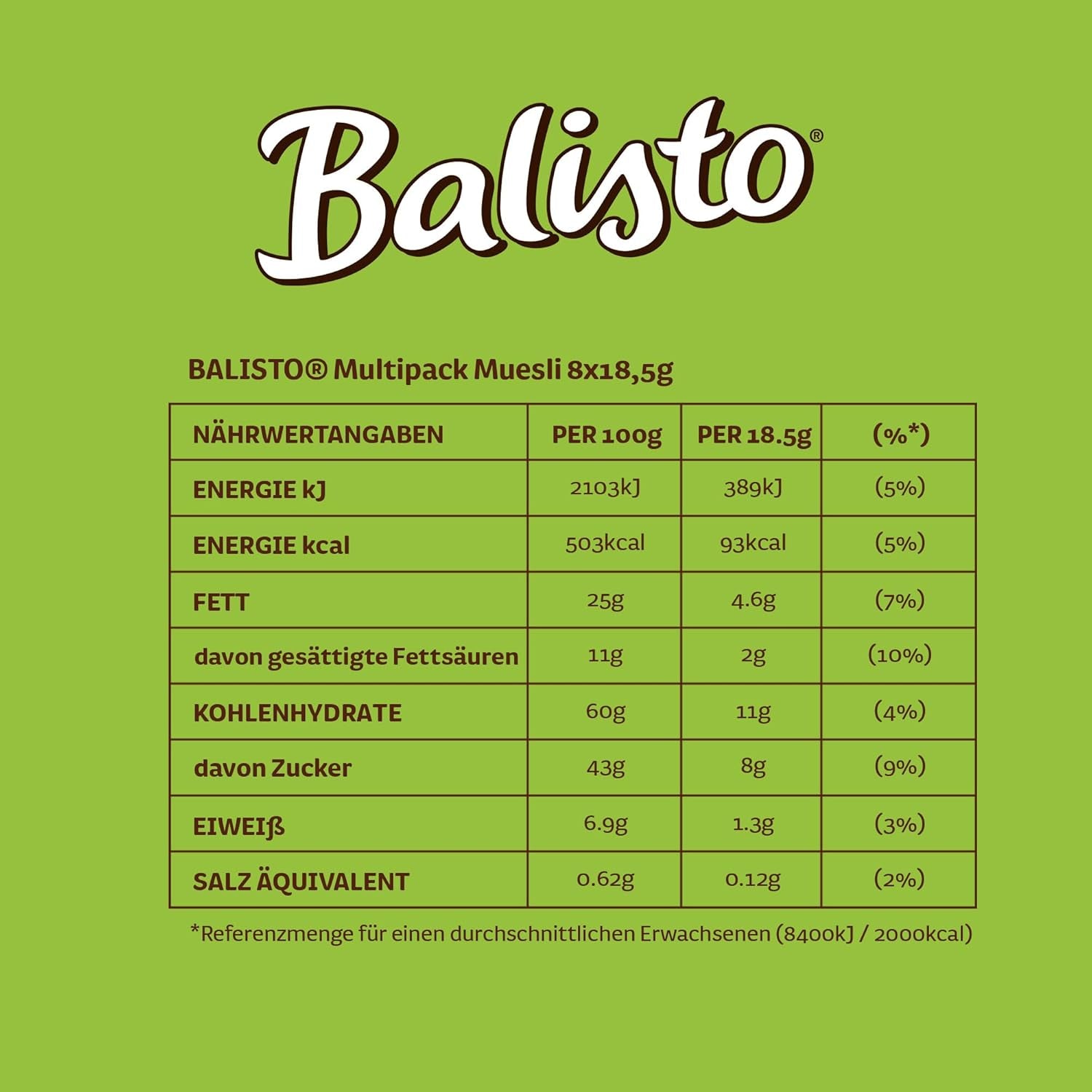 BALISTO® Multipack Muesli, céréales et raisins secs, 8x18,5g
