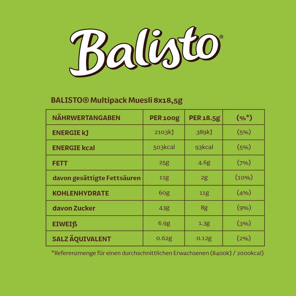 BALISTO® Multipack Muesli, céréales et raisins secs, 8x18,5g