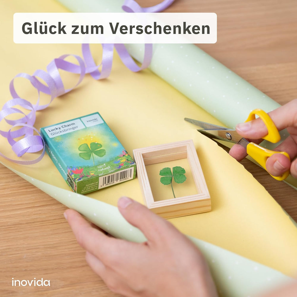 Kleine Glücksbringer: Echtes Vierblättriges Kleeblatt Zum Verschenken Im Holzrahmen – Kleines Geschenk Für Glück – Aufmunterung Geschenke – Dankeschön Geschenke Klein – Glücksbringer Prüfung