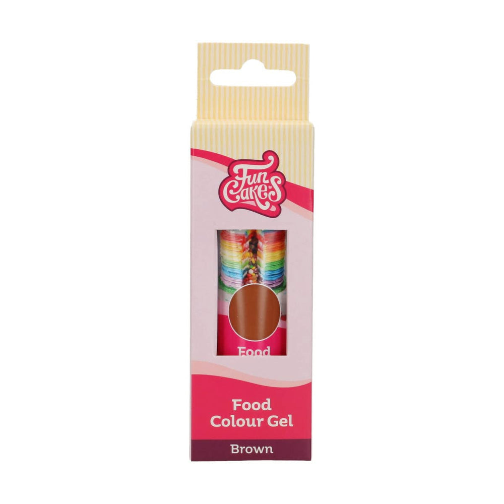 Colorant alimentaire Funcakes, gel marron : Colorant alimentaire très concentré pour pâte, crème, fondant et pâte d'amande. Dosage facile. Une seule goutte pour créer des couleurs vibrantes. Halal. 30g.