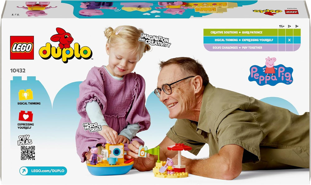 LEGO DUPLO L'excursion en bateau de Peppa : bateau jouet à construire et à reconstruire avec 2 figurines, jouet créatif, idée cadeau pour les enfants de 2 ans, garçons et filles 10432 Sets de construction Besuche den LEGO-Store