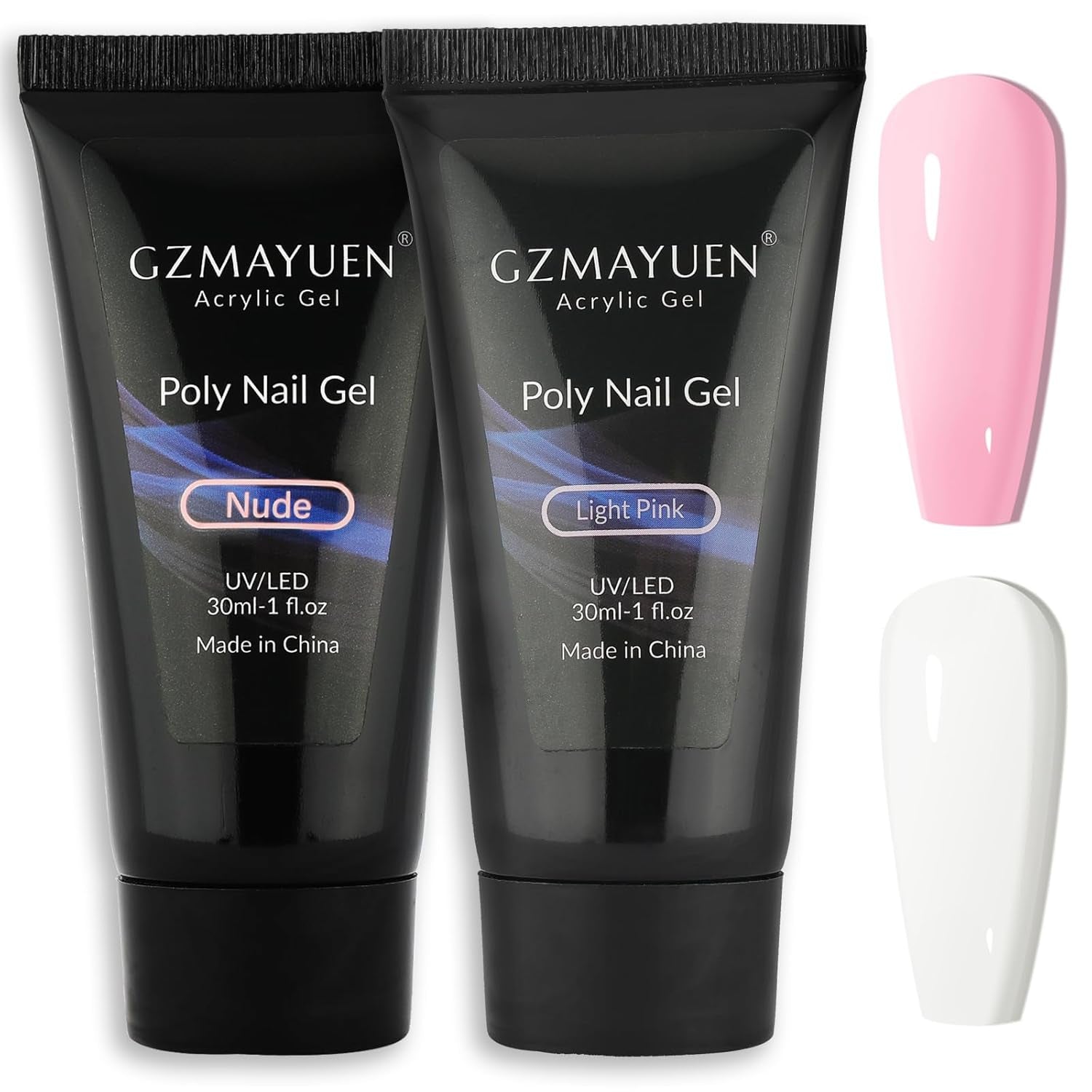 GZMAYUEN Poly Nail Gliding Solution 30 ml * 2 Gel d'extension d'ongle liquide Poly Extension Gel - Solution de glisse facile à faire soi-même avec brosse