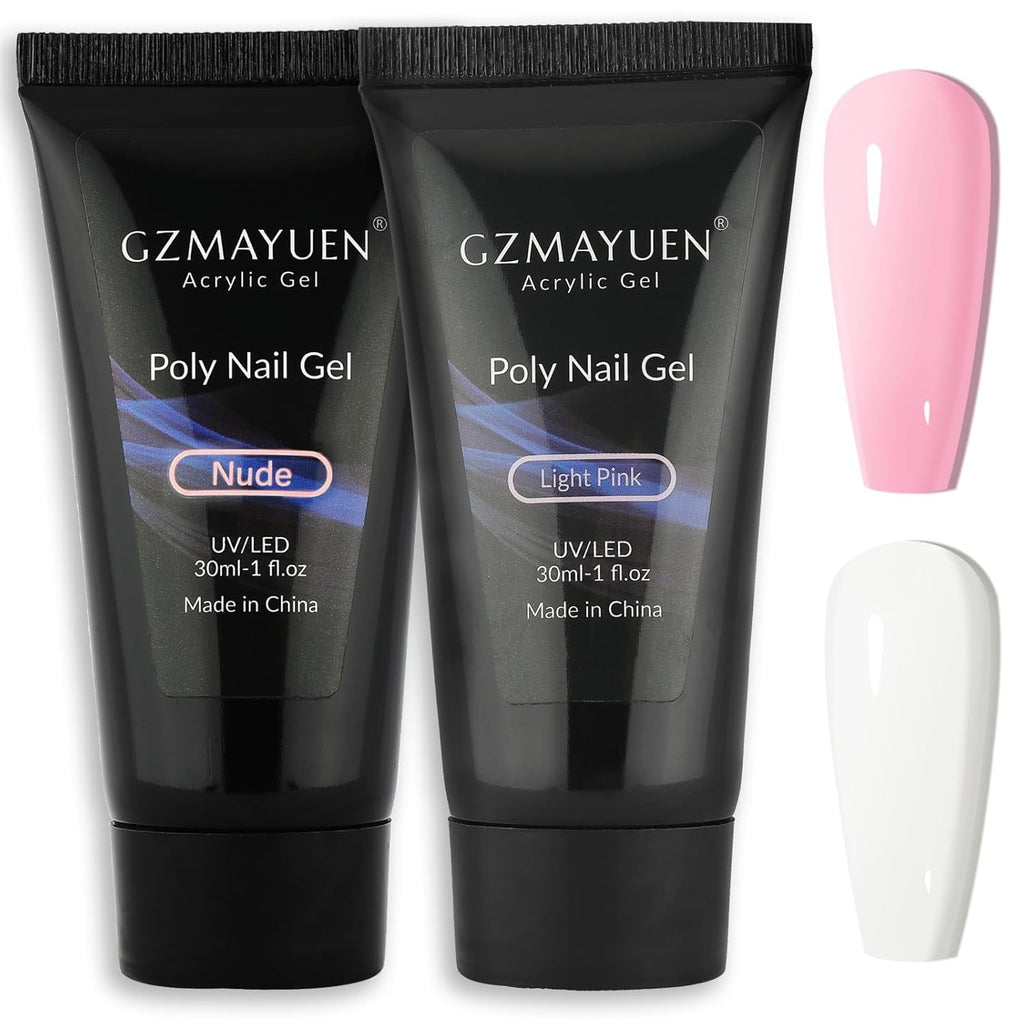 GZMAYUEN Soluție alunecătoare pentru unghii Poly Nail 30 ml * 2 Gel alunecător pentru extensii de unghii Poly Extension Gel Lichid - Soluție alunecătoare ușoară DIY cu pensulă