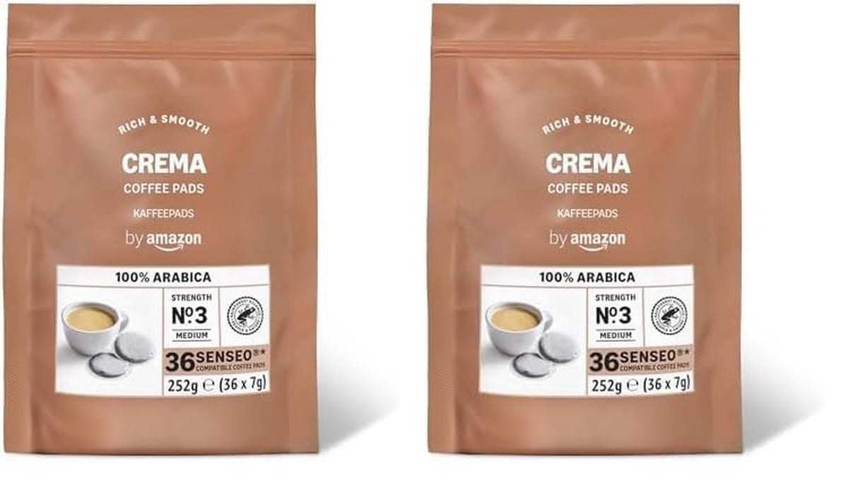 Kaffeepads Cream 100% Arabica, Geeignet für Senseo Maschinen, 36 Stück (1er-Pack) (Packung mit 2)