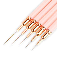 Nail Art Liner-Brush 5-Teiliges Gel-Nagellack-Malerei-Nagel-Punkt-Zeichnungs-Werkzeug für Lange Linien Kunst-Design-Stift-Set Metallgriff Nail-Art-Design-Binsel for Frauen
