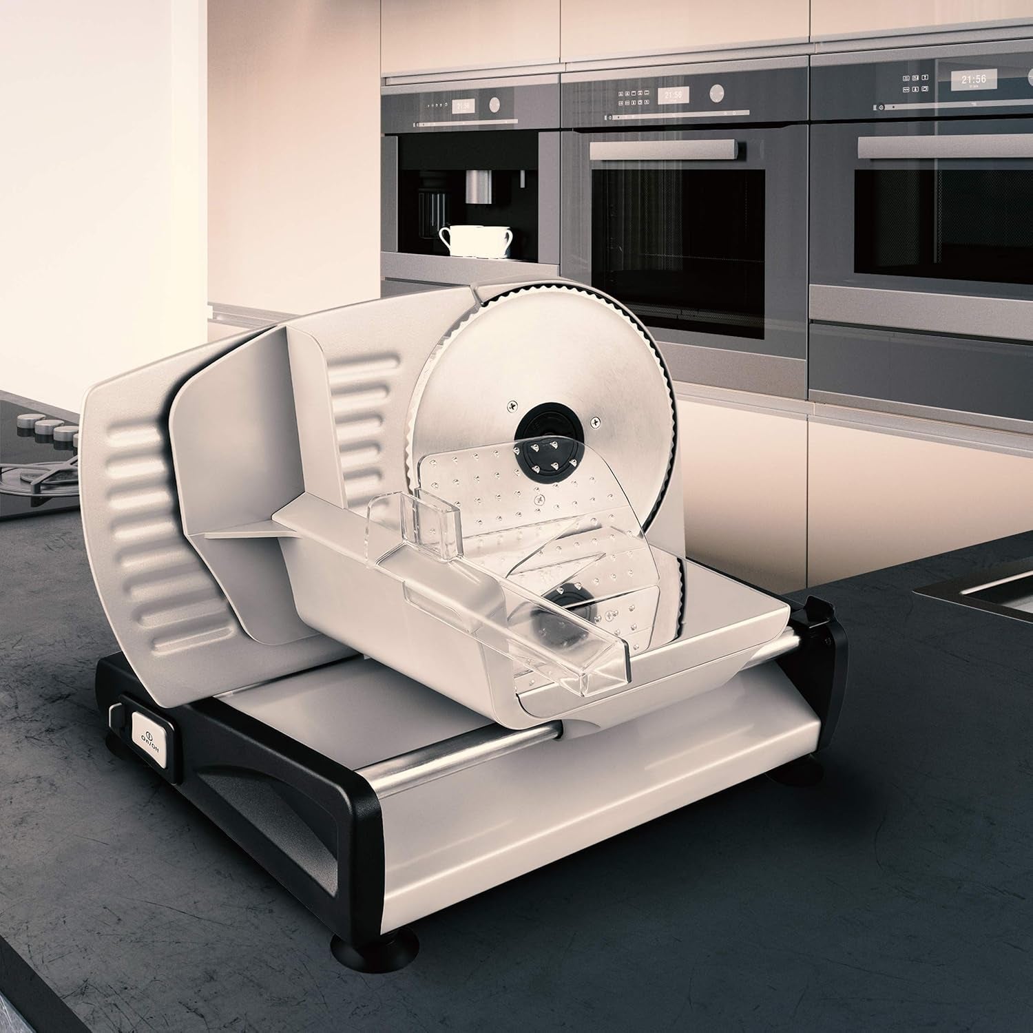 Allez! Trancheuse électrique universelle inox, lame inox 19 cm, contrôle de l'épaisseur de coupe jusqu'à 15 mm, 150 W Broyeurs et trancheurs Naty Shop