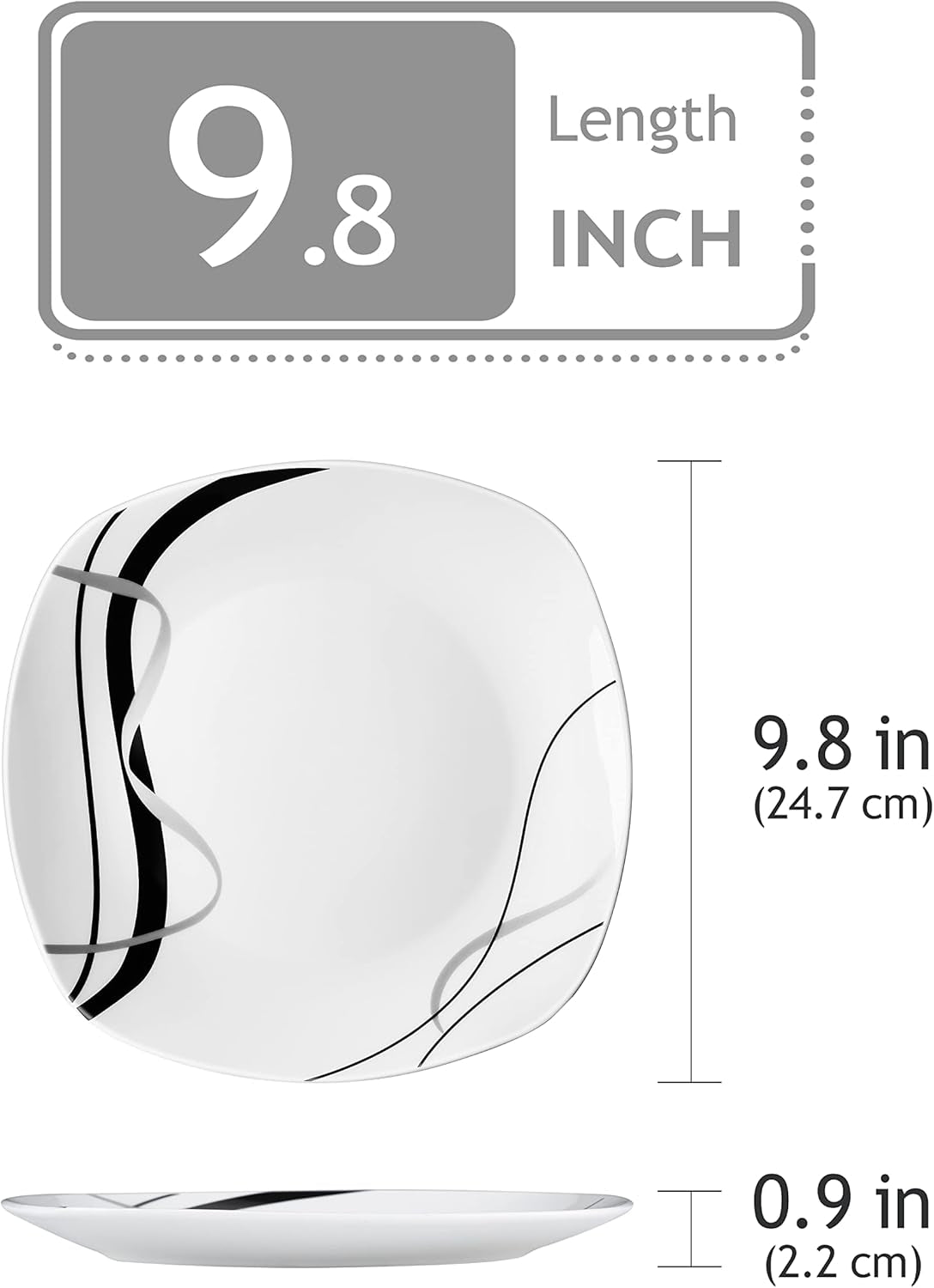 VEWEET FIONA Service d'assiettes en porcelaine pour 6 personnes, Ø 24,7 cm, comprenant des assiettes à dessert, des assiettes à pâtes, des assiettes à gâteau et des assiettes à petit-déjeuner, passe au micro-ondes et au lave-vaisselle