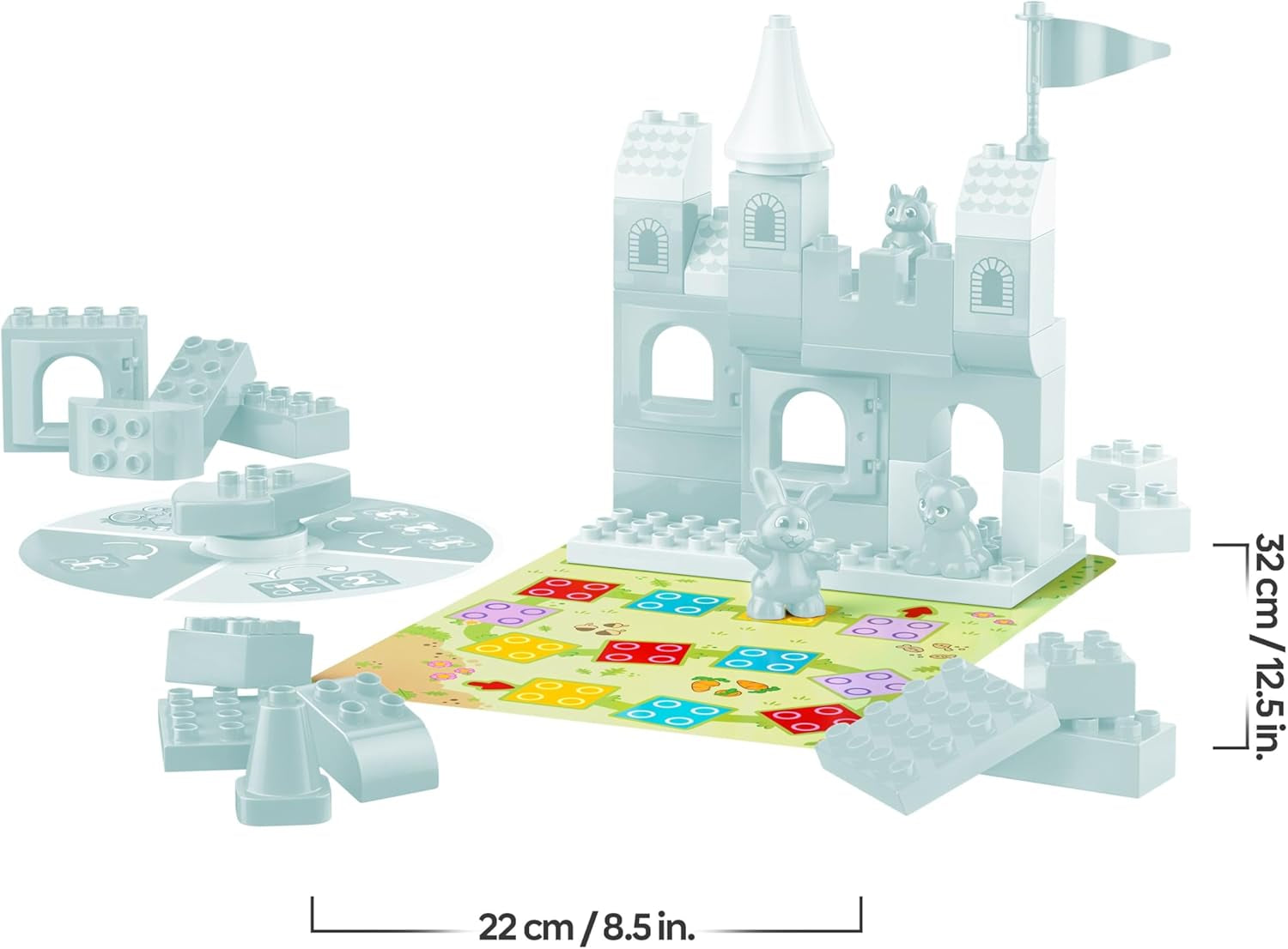 LEGO DUPLO Hopsys Burgspiel - Lernspielzeug zur Förderung der Motorik für Kleinkinder - 3 Tierfiguren, Spielzeugschloss & Brettspiel mit Drehscheibe - Geschenk für Mädchen & Jungen ab 3 Jahren - 10450