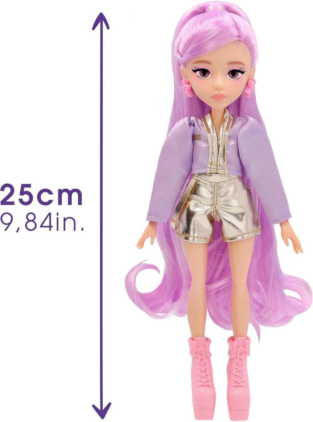 K-POP Idol Puppe Nari Modepuppen K-Pop Power-Idol-Stil, lavendelfarbenes Haar. 3 Accessoires zum Kreieren von Outfits Kinder ab 3 Jahren