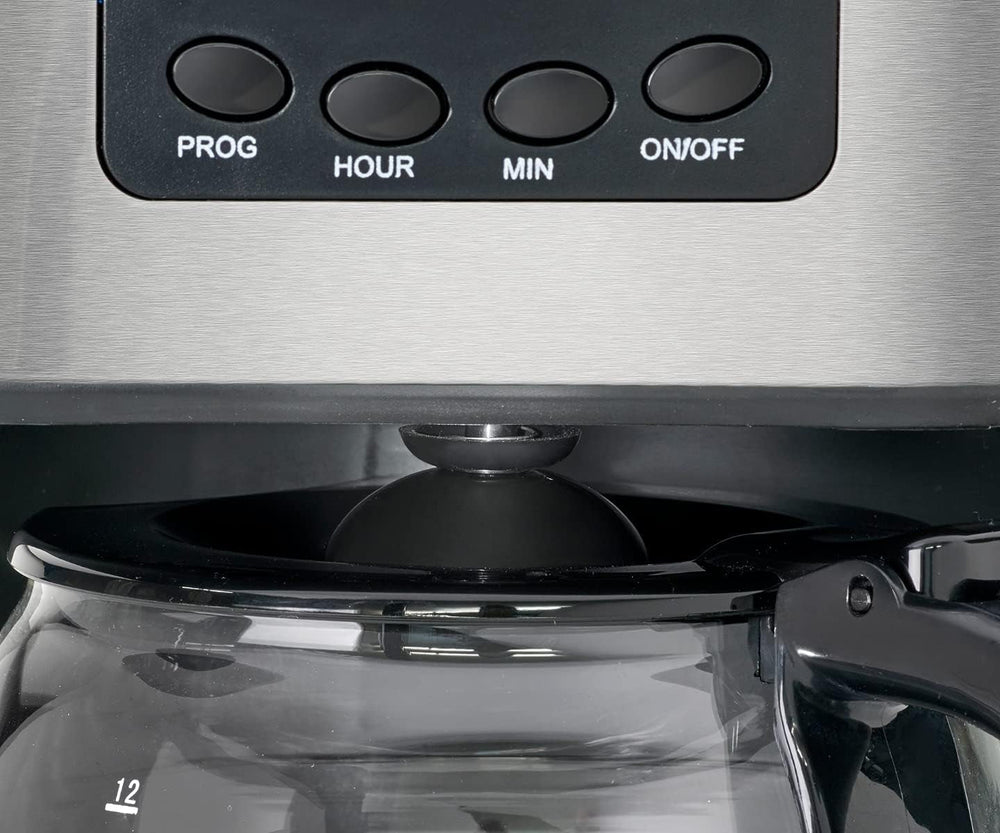 Cafetière Clatronic® avec minuteur, carafe 1,5 litre pour 12-14 tasses de café, minuterie LCD 24h, fonction maintien au chaud, anti-goutte, filtre amovible, afficheur et voyants lumineux, 900W - KA 3642