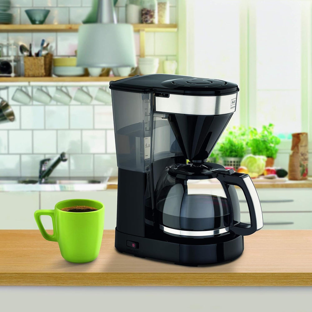 Melitta Easy Top - Machine à expresso avec filtre et carafe en verre, pour jusqu'à 10 tasses à café, noir/acier inoxydable