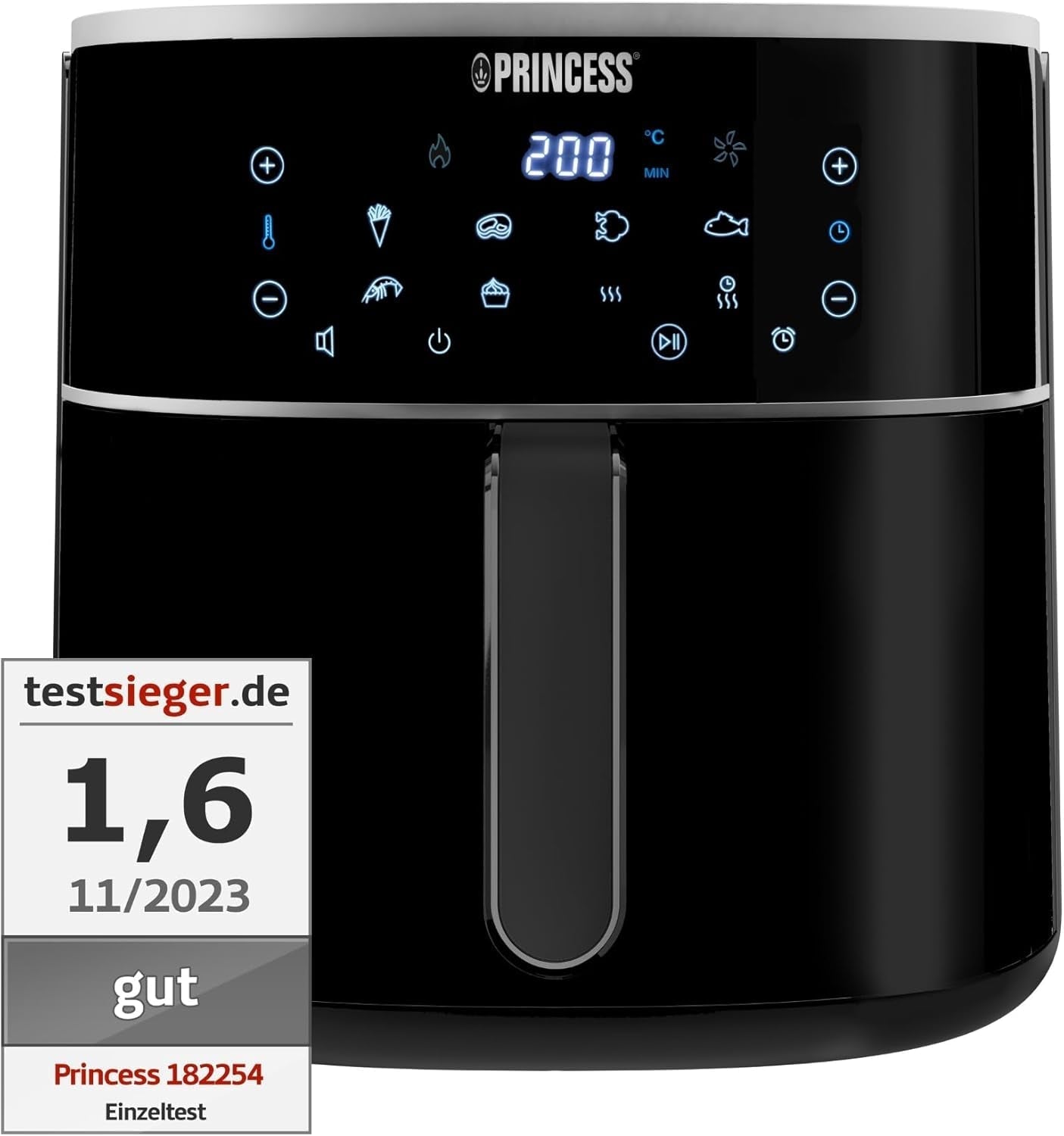 Friteuse à air chaud numérique Princess - Capacité du bol variable - 8 litres maximum - 6 programmes prédéfinis Électroménager Naty Shop 8 litres