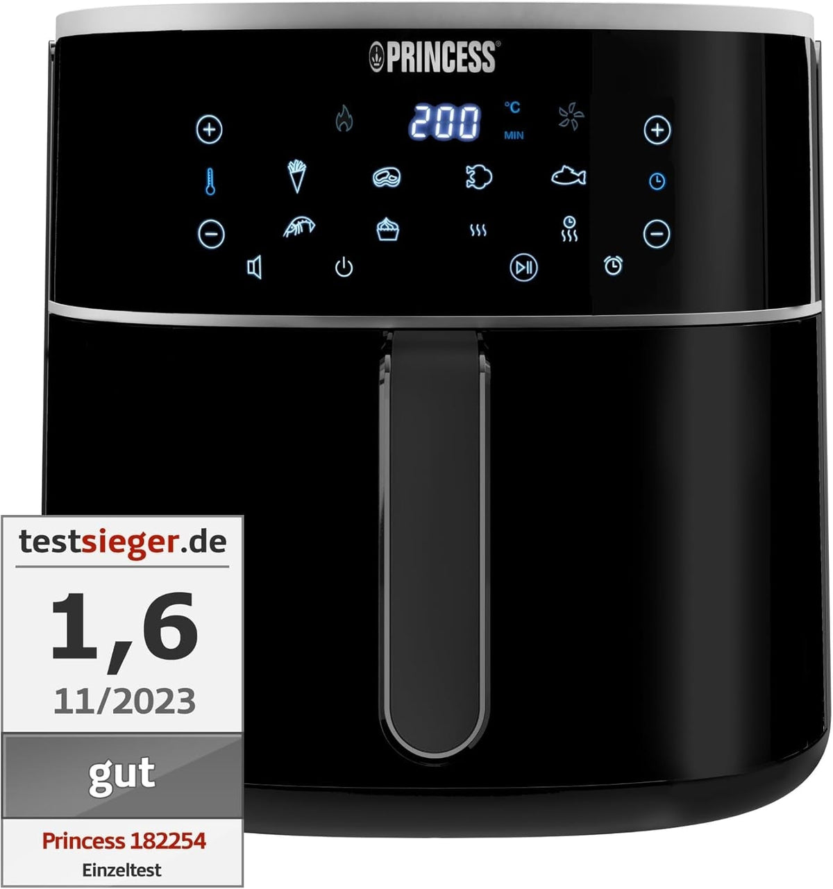 Friteuse à air chaud numérique Princess - Capacité du bol variable - 8 litres maximum - 6 programmes prédéfinis Électroménager Naty Shop 8 litres