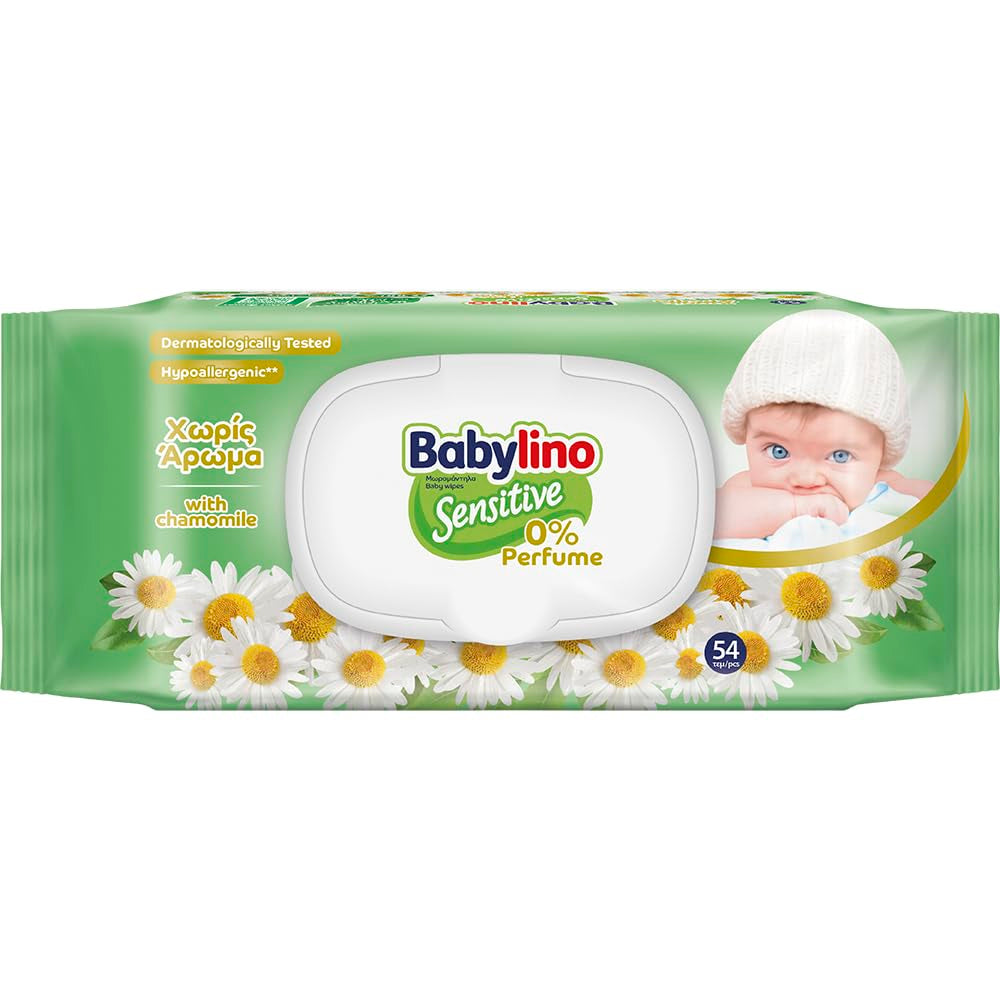 Lingettes pour bébés sensibles, 0 % de parfum, formule 98 % naturelle qui rétablit l'équilibre du pH de la peau, sceau de fraîcheur, 54 lingettes