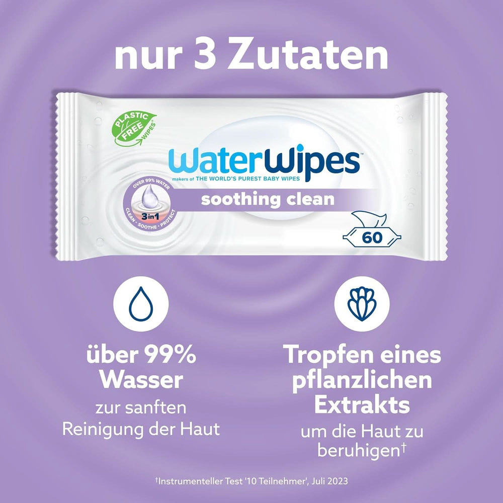 Water Wipes Lingettes nettoyantes pour bébé, 360 lingettes (paquet de 6), avec 99 % d'eau et d'extraits botaniques Lingettes humides pour bébé Naty Shop
