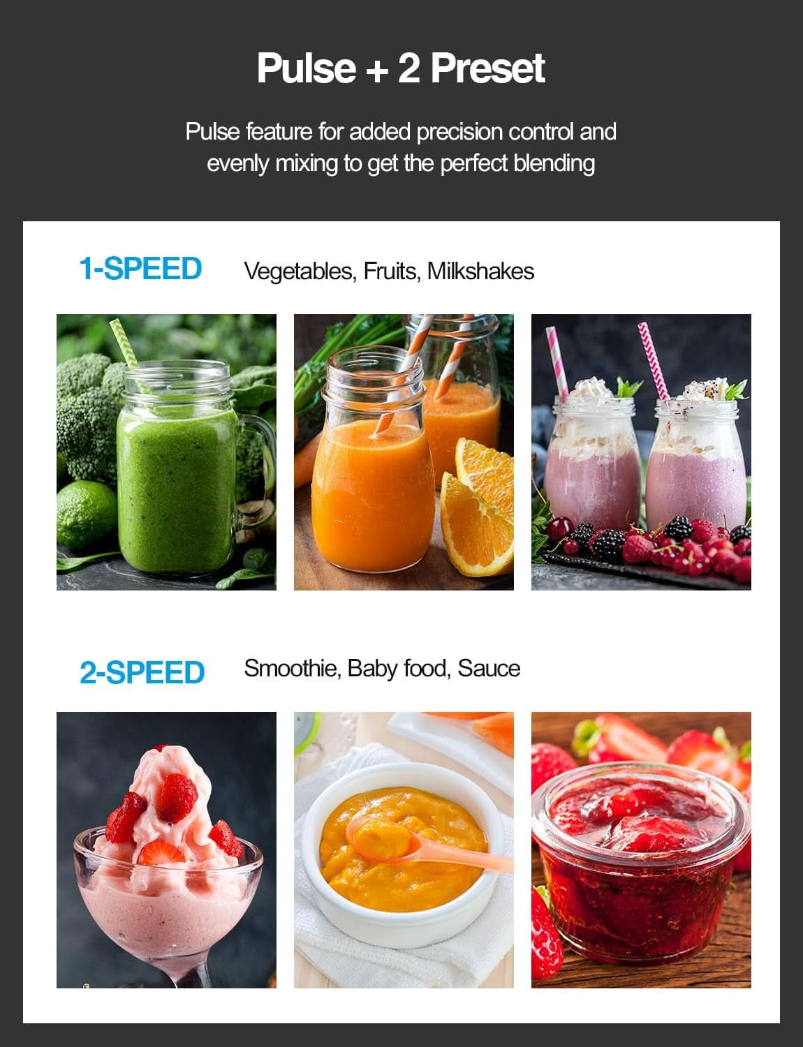 Mixeur, batteur sur socle avec 4 doigts, mixeur pour smoothies, milkshakes et sécurité, mixeur avec edelstahlklingeneinheit, sécurité de cuisine Naty Shop