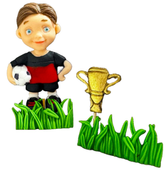 Set 4 decoratiuni comestibile din zahar, Fotbalist Decoratiuni din Pasta de Zahar Naty Shop