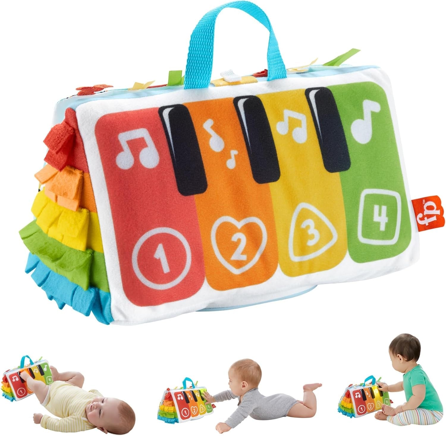 FISHER-PRICE Kick & Play Soft Piano - Piano jouet doux et portable, design évolutif, touches colorées, pour bébés dès la naissance, HND54 Baby Toys Naty Shop Piano
