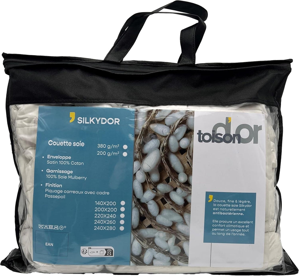 Couette naturelle Toison D'Or Silkydor, satin de coton 380, 240 X 280 cm, blanc Couettes et couettes Naty Shop