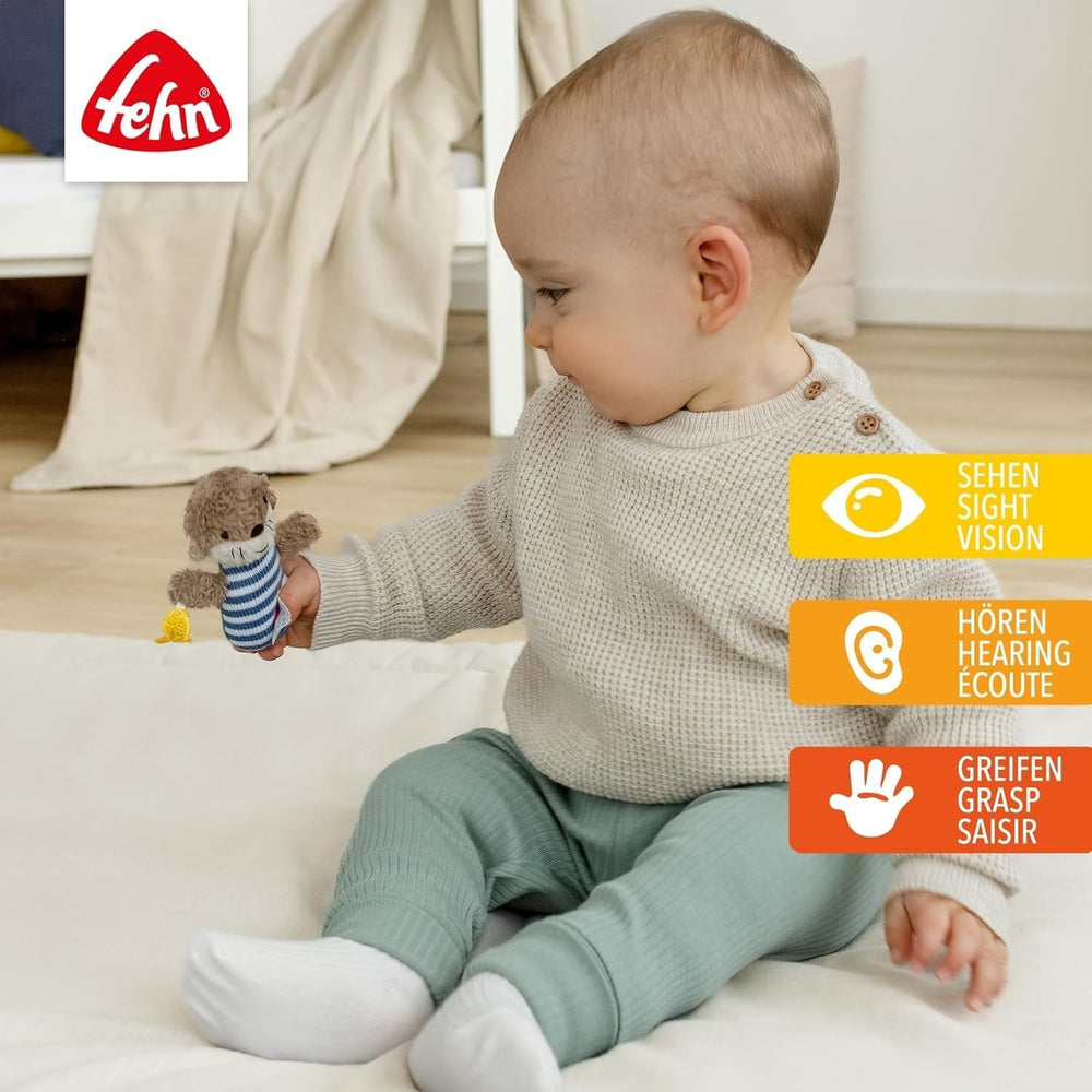 Fehn mini hochet loutre - mini jouet à saisir pour hocheter, tâtonner et jouer avec un animal en tissu doux et câlin - un fidèle compagnon pour les bébés et les jeunes enfants à partir de 0 mois Baby Toys Naty Shop