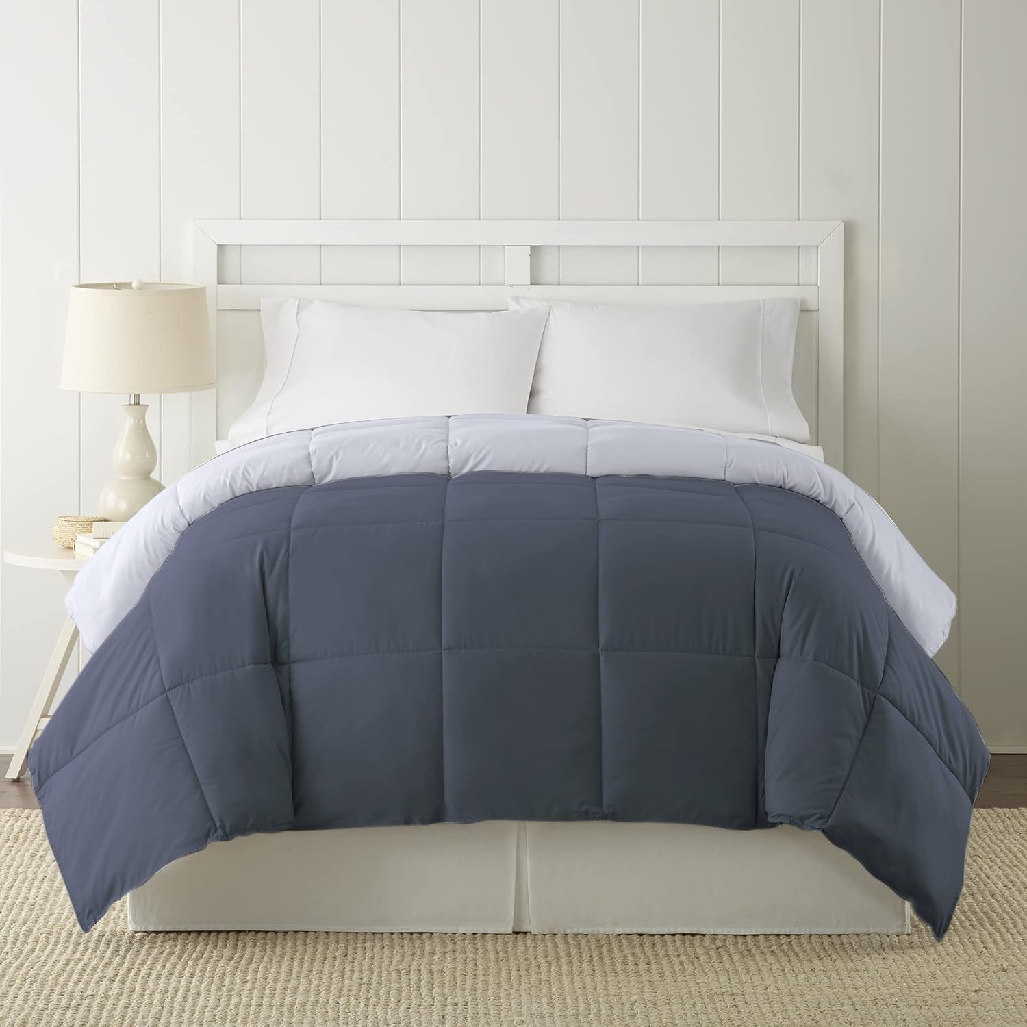 Alternative au duvet, microfibre, matelassé, réversible, couette et insert de couette - Alternative douce et confortable au duvet d'oie - Literie toutes saisons, Denim/Cloud Twin Couettes et couettes Naty Shop