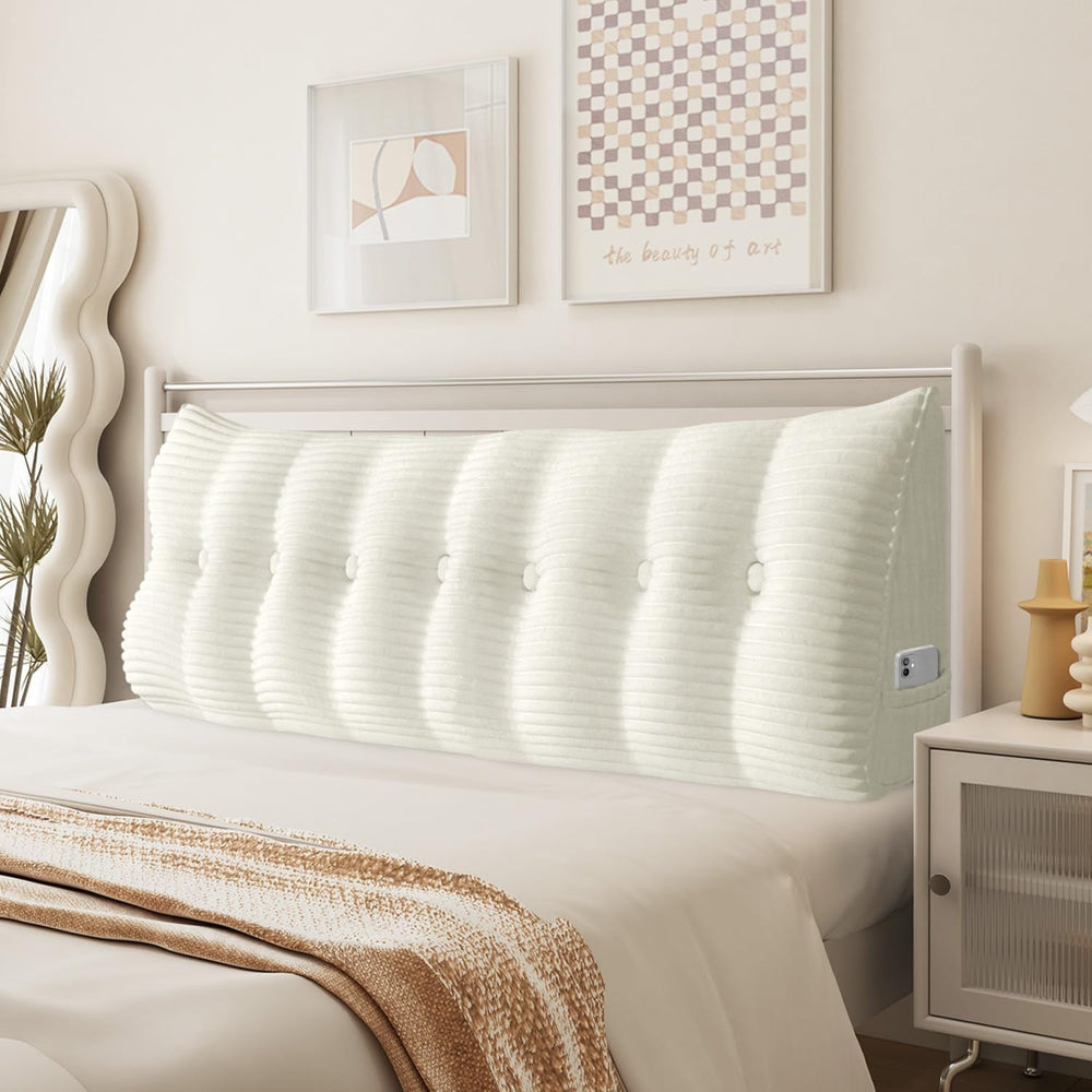 Pernă Johnear cu pană, pernă de citit pentru pat și canapea, pernă pentru spătar, pernă pentru tăblie, pernă lombară triunghiulară mare (gri, 45 cm)