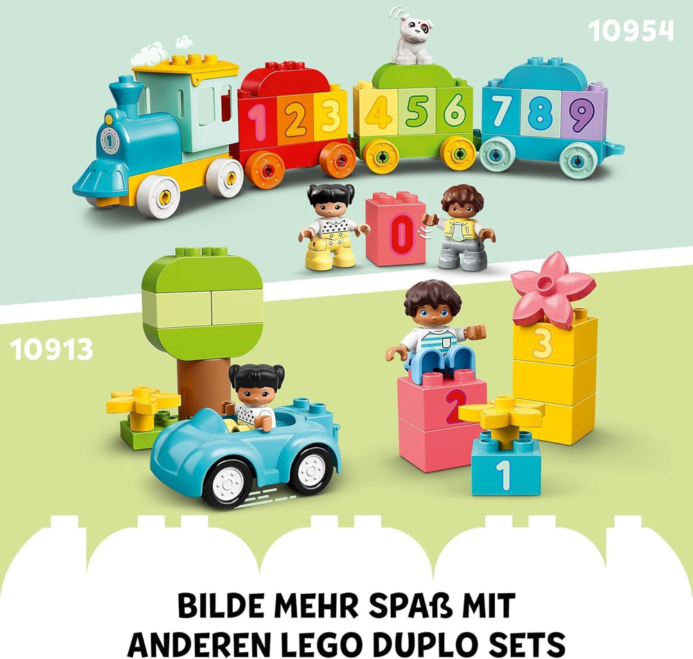 LEGO DUPLO Town ABC-Lastwagen, Lernspielzeug für Kleinkinder ab 2 Jahren, ABC-LKW-Spielzeug mit Anhänger und Buchstaben-Steinen, plus Figuren eines Jungen und eines Mädchens, Geschenk für Kinder 10421