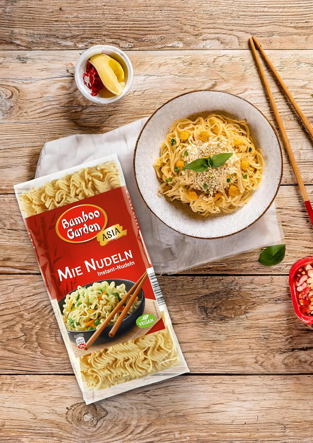 Jardin de Bambou - Nouilles Mie | Nouilles instantanées pour la cuisine asiatique | Idéal pour les plats au wok ou les soupes Vegans | Sachet de 250g