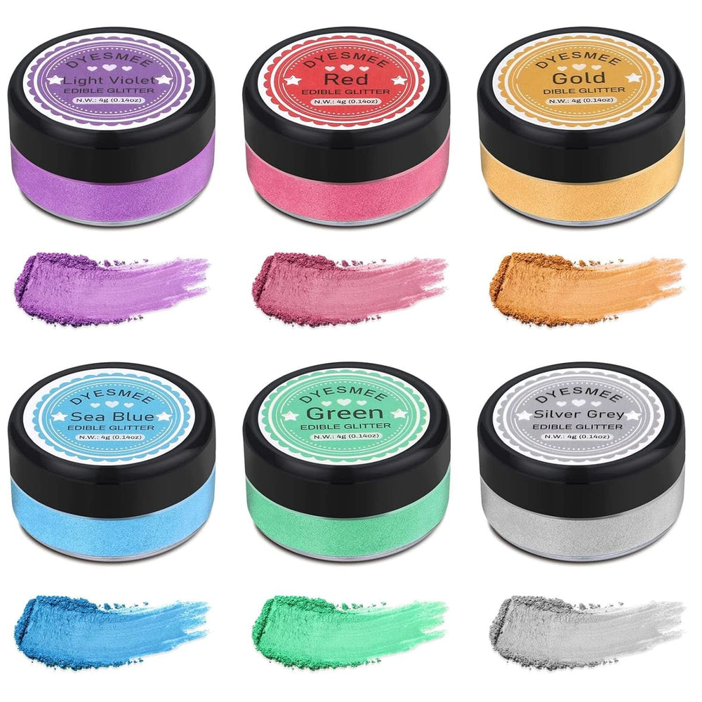 Paillettes comestibles, Lot de 4 ou 6 nuances de couleurs, 4 grammes par produit Glitter Naty Shop 6 couleurs