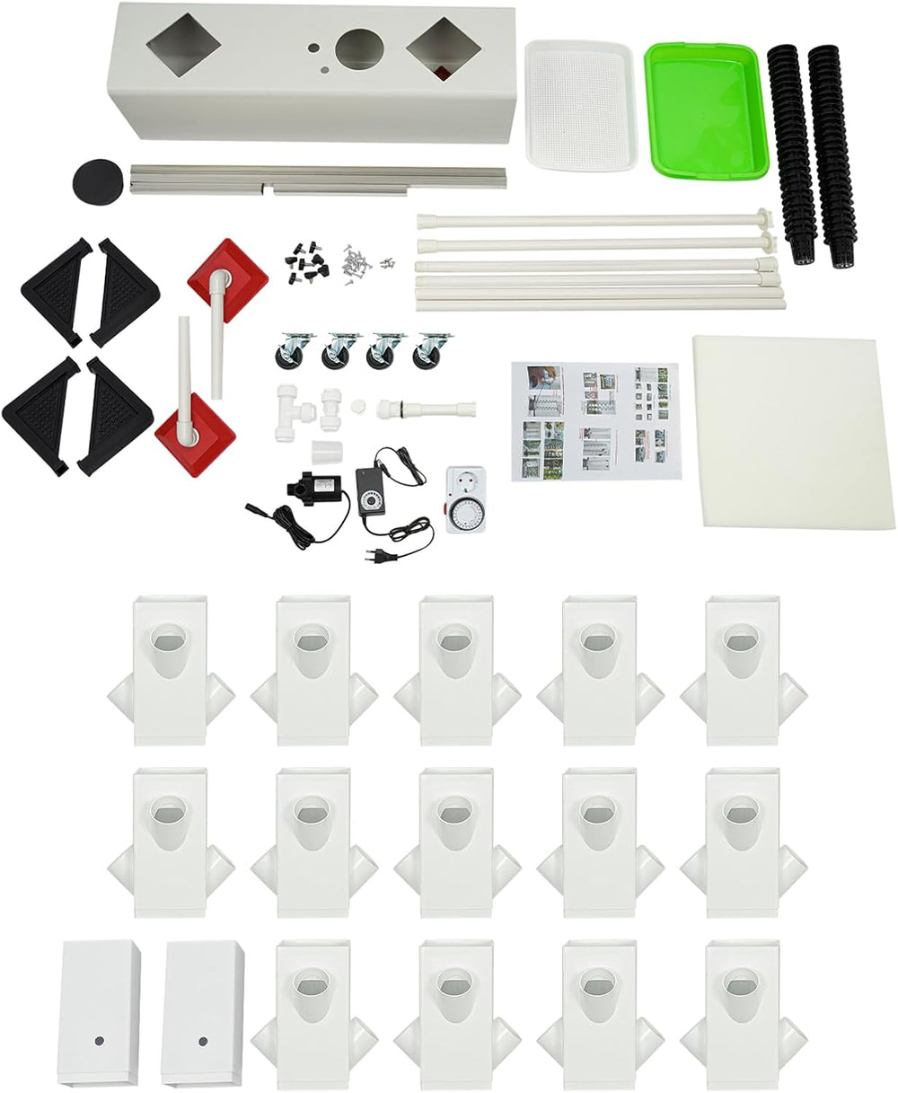 Système hydroponique à 56 trous à 7 niveaux Système de culture sans sol Kit de culture Tour aéroponique Système de culture hydroponique avec pompe d'hydratation Adaptateur de minuterie Lit de culture et pot en maille