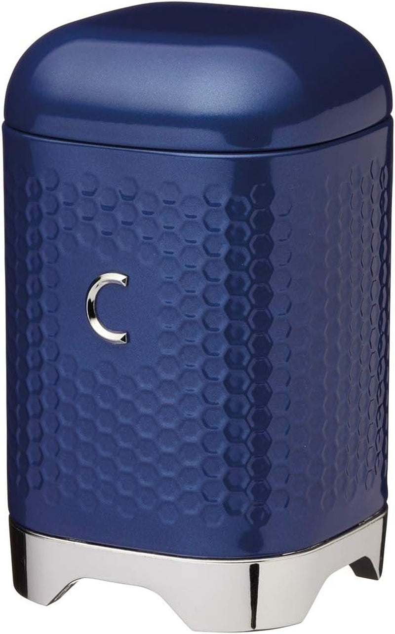 KitchenCraft Lovello Boîte à thé en acier blanc Surface texturée Style années 1950 avec couvercle pour thé en vrac et sachets de thé 11 cm x 11 cm x 19 cm Boîtes de conservation des aliments Blanc glacé Naty Shop Midnight Navy Coffee