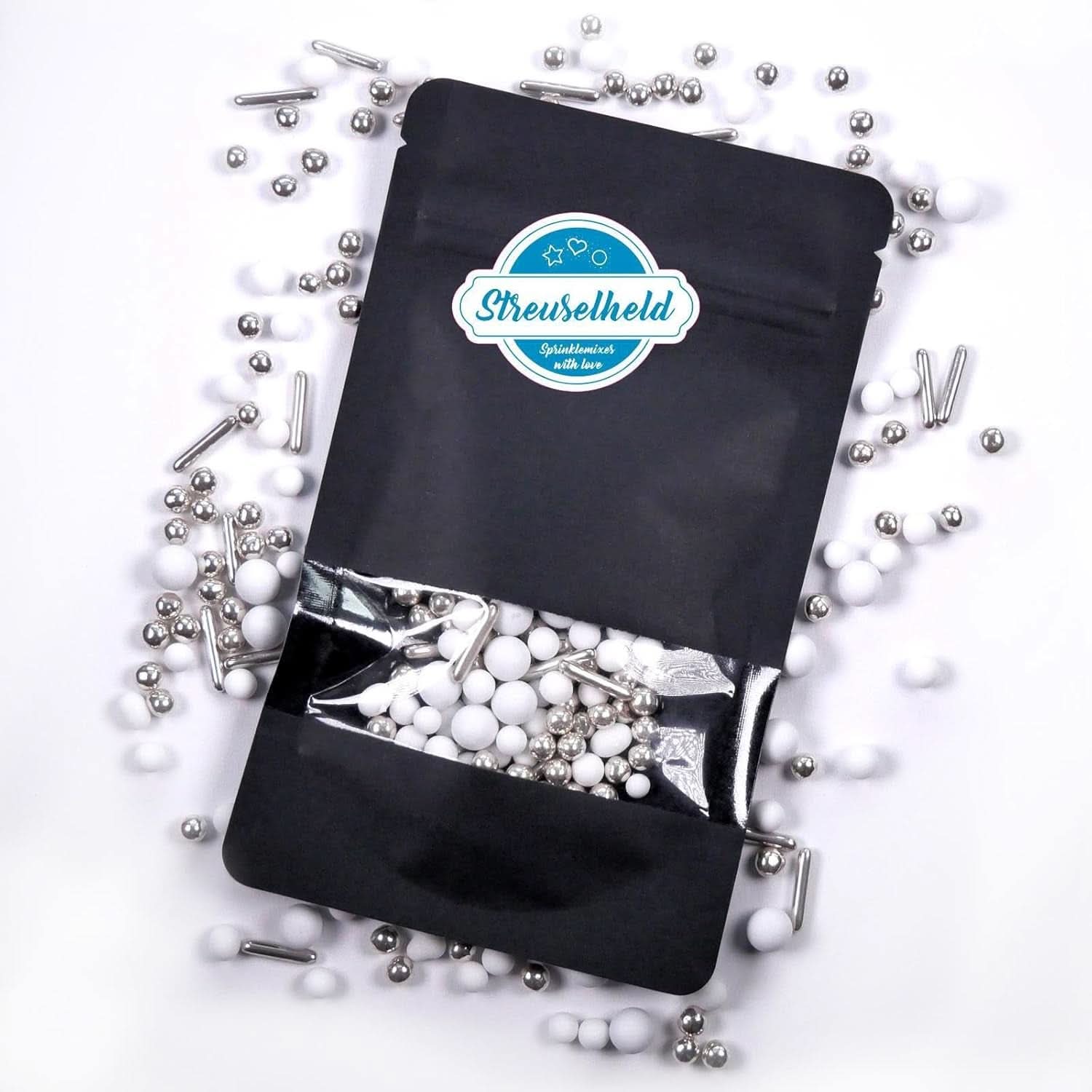 Streusel Hero Chocolate Mix Silver White Sprinkles, 40 grammes Naty Shop