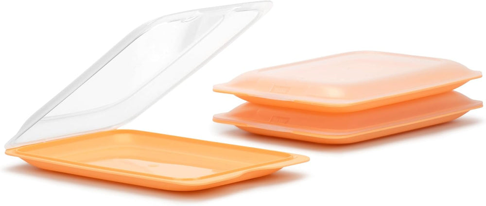 TATAY Fresh Slicer Box Lot de 4, sans BPA, réutilisable, empilable, lave-vaisselle et MWO, couleurs aléatoires. Mesures 17 cm x 3,2 cm x 25,2 cm Boîtes de conservation alimentaire Naty Shop Set 3 - Pêche